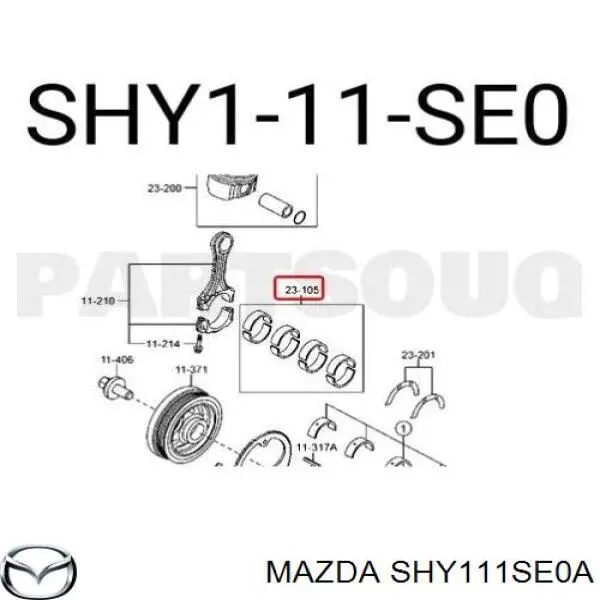 SHY111SE0A Mazda Folhas inseridas de cambota de biela, kit, padrão (STD)