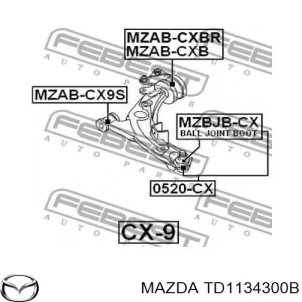 Compre TD1134300B Mazda Braço oscilante inferior direito de suspensão dianteira