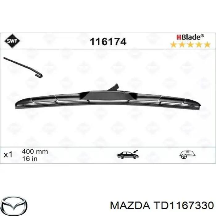 Compre TD1167330 Mazda Limpa-pára-brisas do pára-brisas de condutor