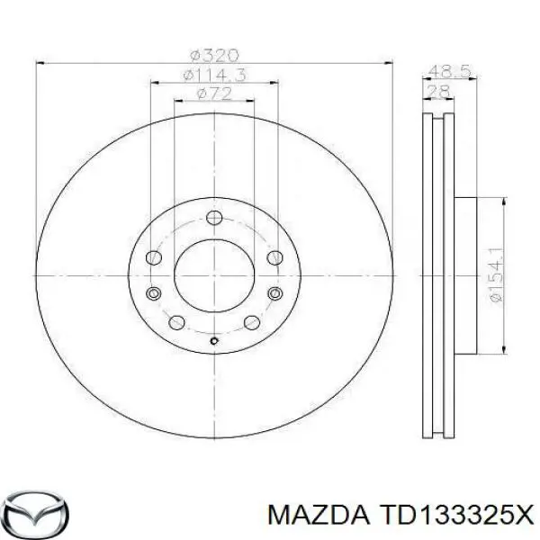 TD133325X Mazda Disco do freio dianteiro