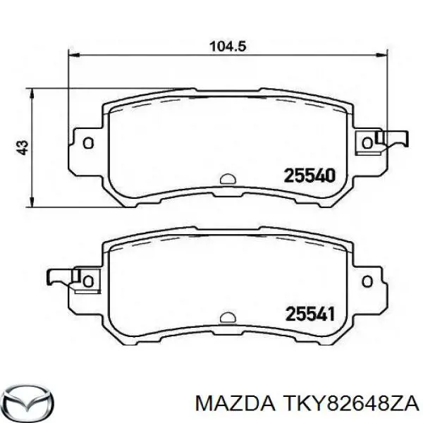 TKY82648ZA Mazda Sapatas do freio traseiras de disco