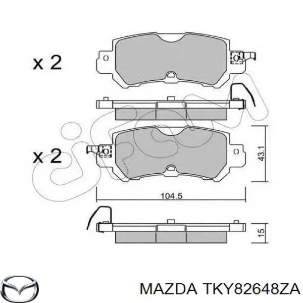 Sapatas do freio traseiras de disco TKY82648ZA Mazda