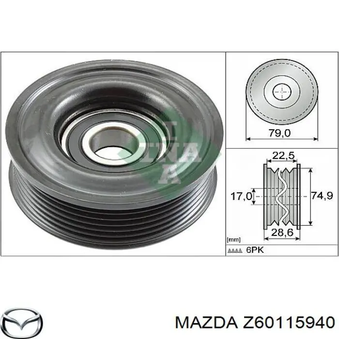Z60115940 Mazda Rolo parasita da correia de transmissão