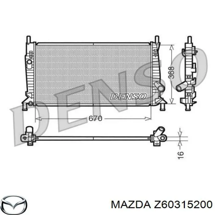 Z60315200 Mazda Radiador de esfriamento de motor