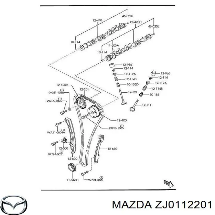 Cadeia do mecanismo de distribuição de gás Mazda ZJ0112201 preço, a partir de 125,01 USD