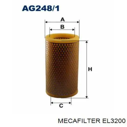 Filtro de ar Mecafilter EL3200 preço, a partir de 7,86 USD