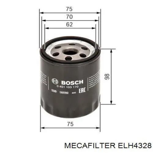 Compre ELH4328 Mecafilter Filtro de óleo