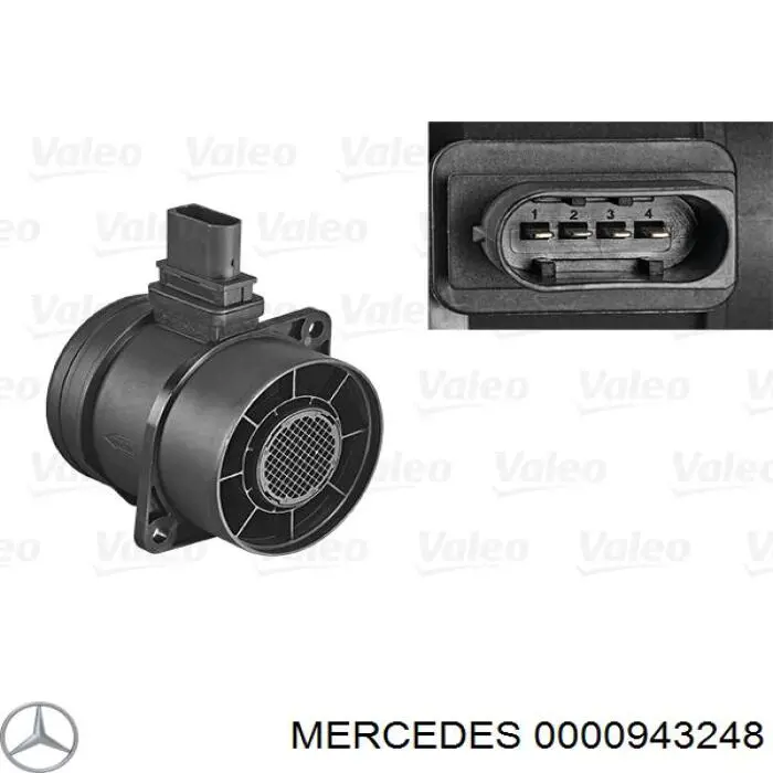Compre 0000943248 Mercedes Sensor de fluxo (consumo) de ar, medidor de consumo M.A.F. - (Mass Airflow)