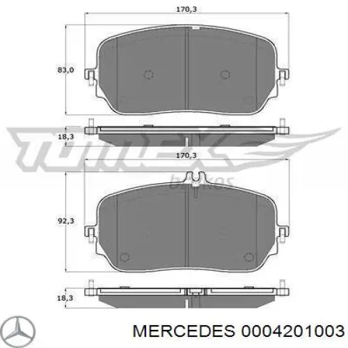 Sapatas do freio dianteiras de disco Mercedes 0004201003 preço, a partir de 48,93 USD