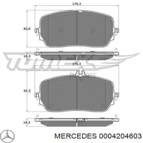 Sapatas do freio dianteiras de disco Mercedes 0004204603 preço, a partir de 78,67 USD