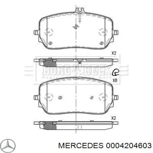 0004204603 Mercedes Sapatas do freio dianteiras de disco