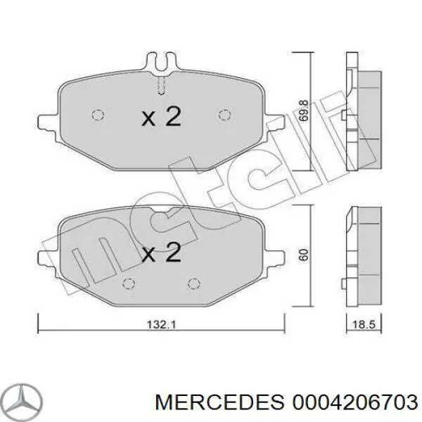 0004206703 Mercedes Sapatas do freio dianteiras de disco