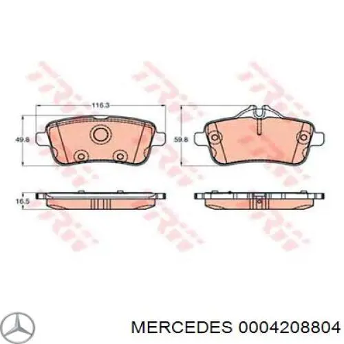 0004208804 Mercedes Sapatas do freio dianteiras de disco