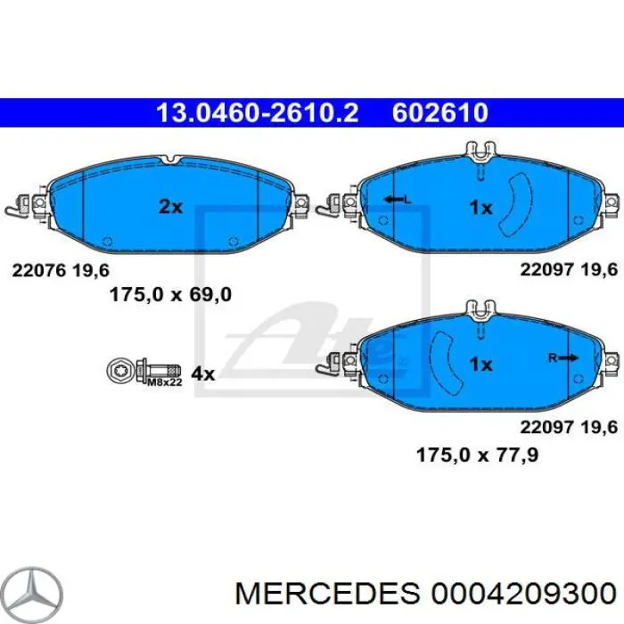 Sapatas do freio dianteiras de disco Mercedes 0004209300 preço, a partir de 26,37 USD