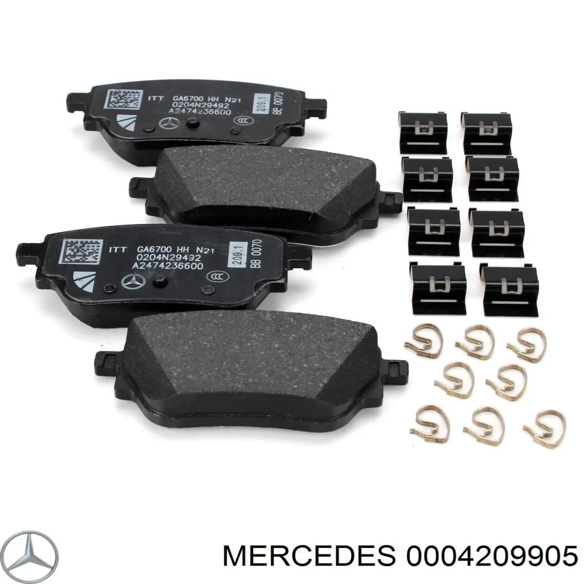 Sapatas do freio traseiras de disco Mercedes 0004209905