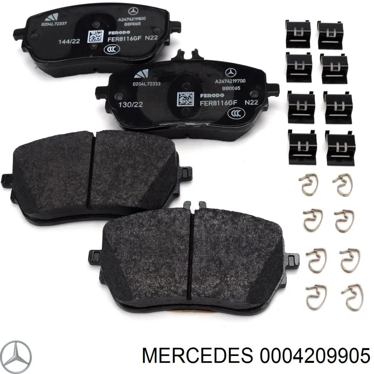 Sapatas do freio traseiras de disco 0004209905 Mercedes