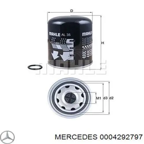Filtro de secador de ar (separador de umidade e óleo) (TRUCK) 0004292797 Mercedes