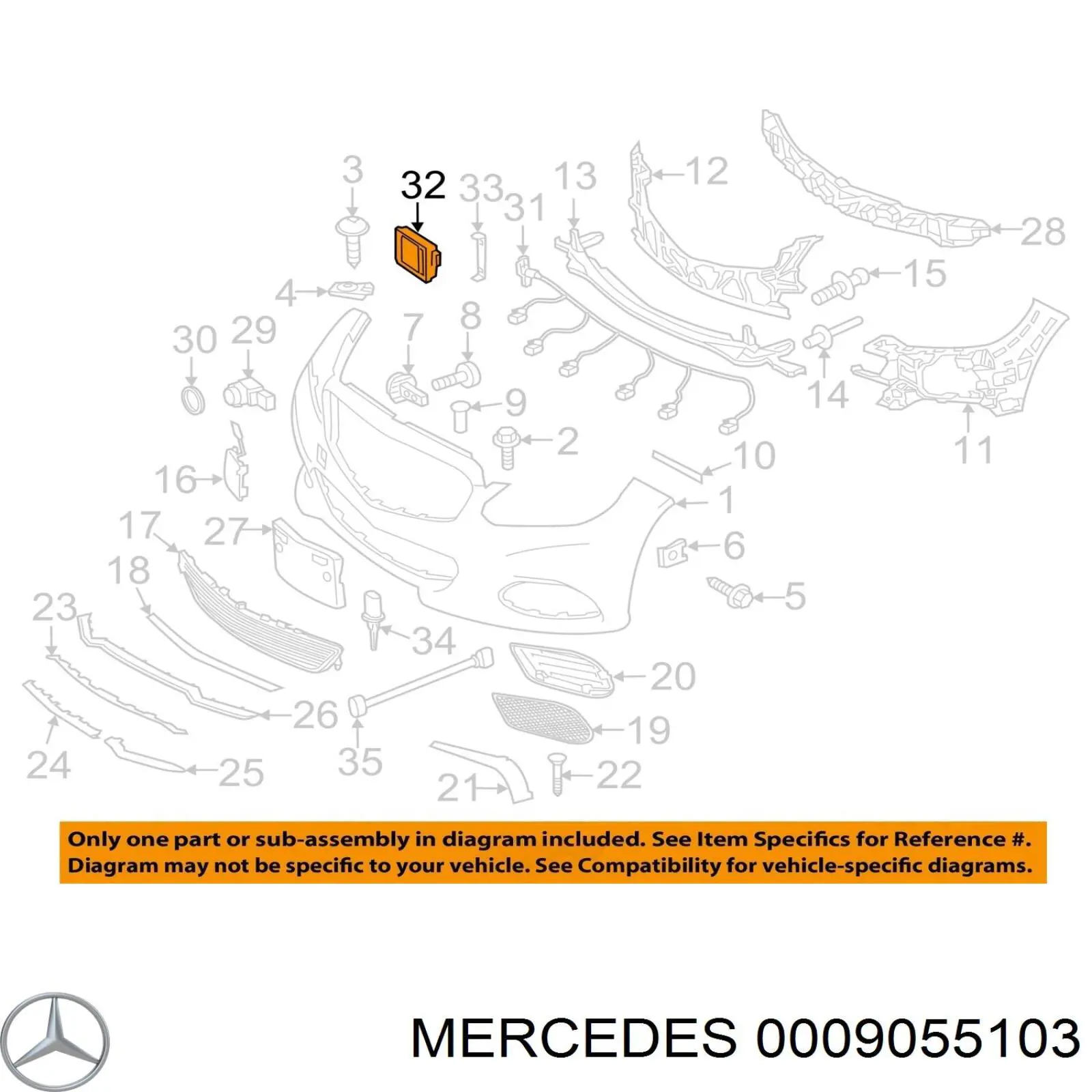 0009055103 Mercedes Sensor de radar de distância