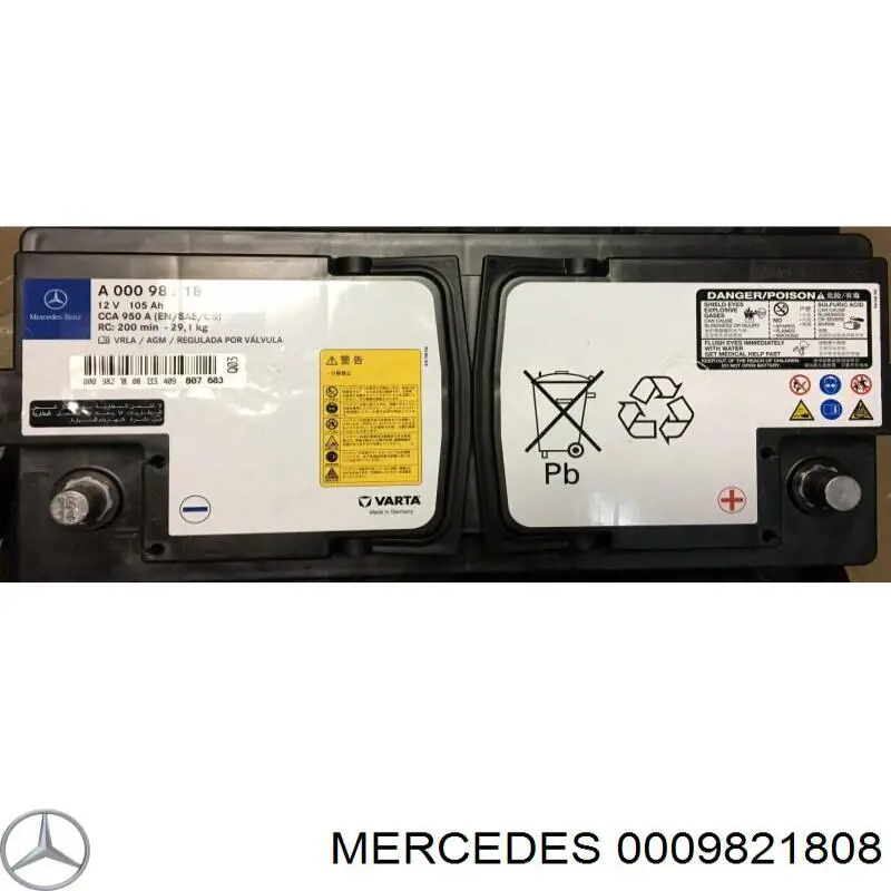 0009821808 Mercedes Bateria recarregável (PILHA)