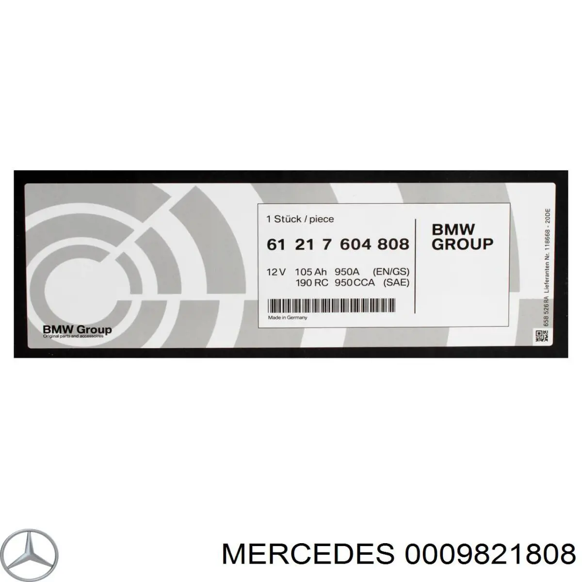 Bateria recarregável (PILHA) A000982180826 Mercedes