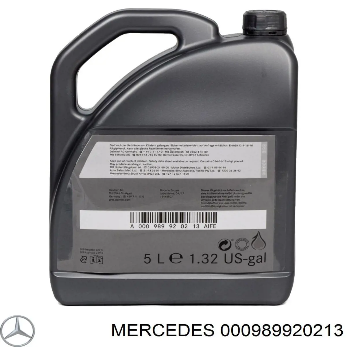 Óleo para motor 000989920213 Mercedes