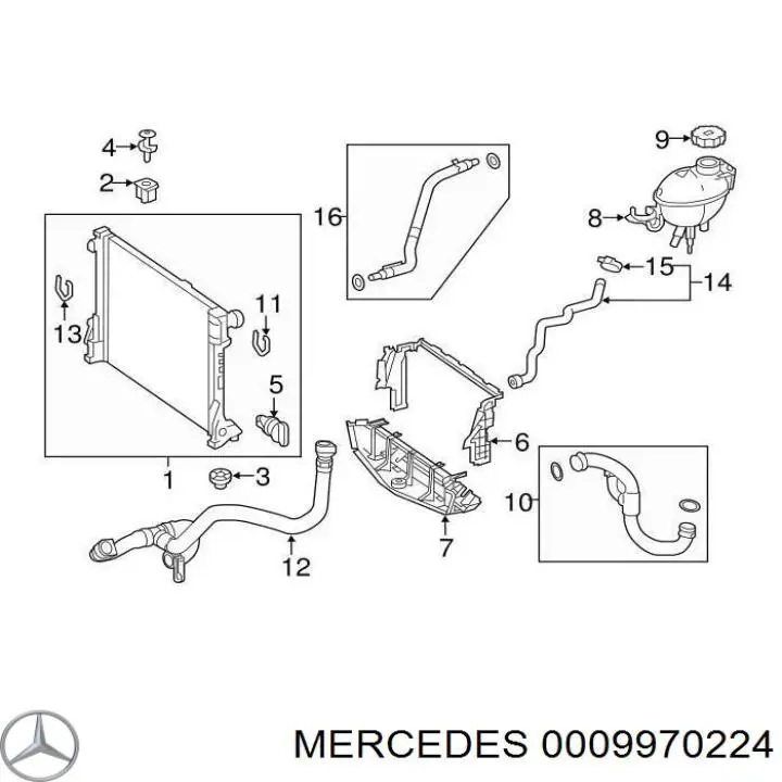 A0009970224 Mercedes Tampa (tampão) do radiador
