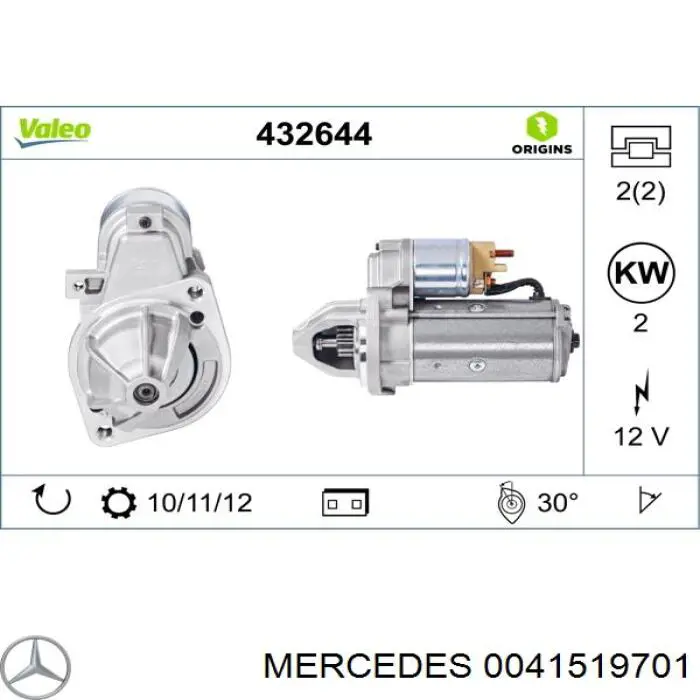 Motor de arranco Mercedes 0041519701 preço, a partir de 105,74 USD