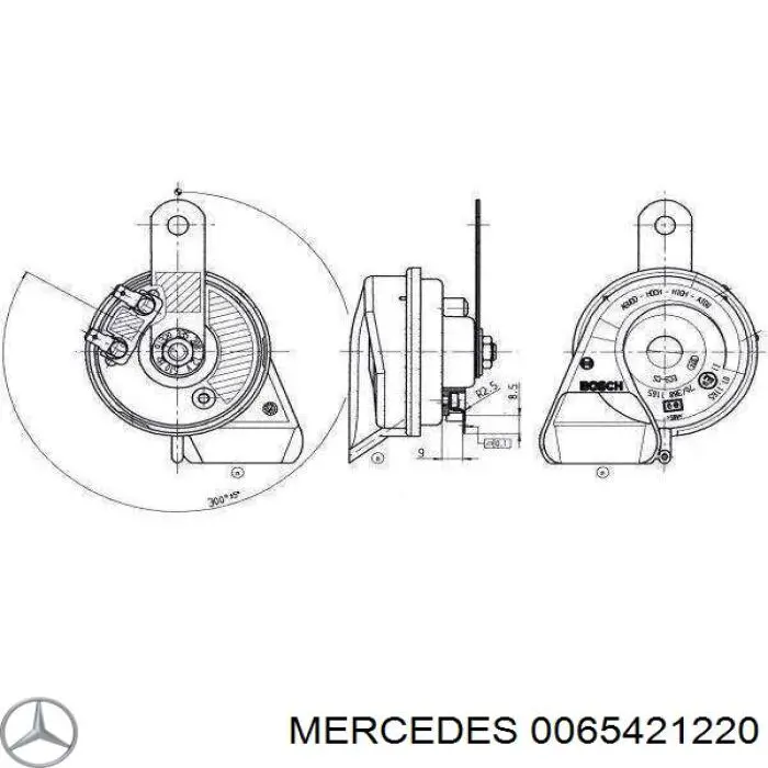 0065421220 Mercedes Sinal sonoro (cláxon)