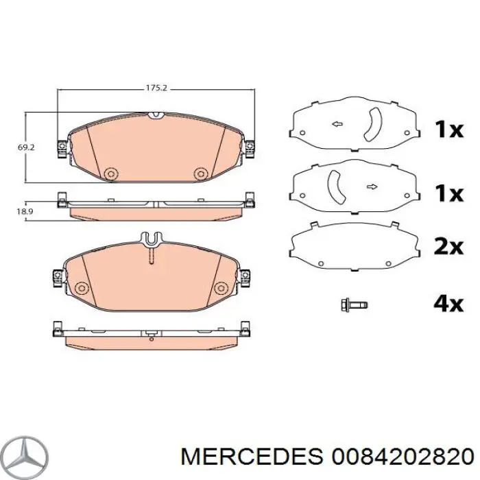 Sapatas do freio dianteiras de disco Mercedes 0084202820 preço, a partir de 26,37 USD