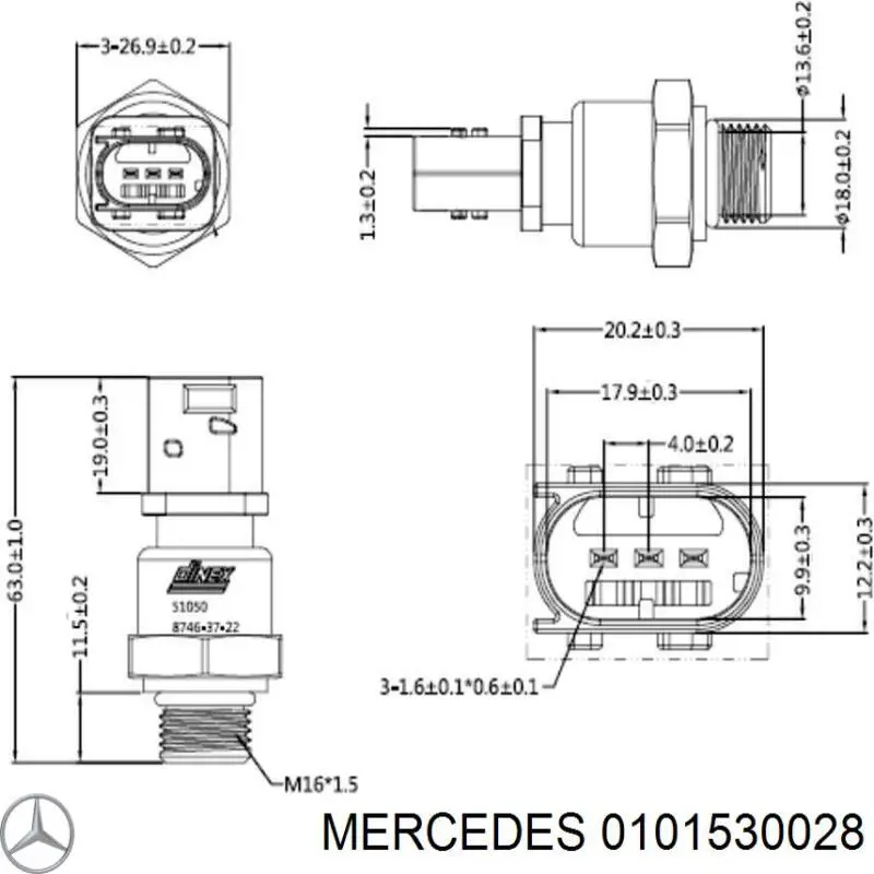 A0101530028 Mercedes Sensor de pressão dos gases de escape