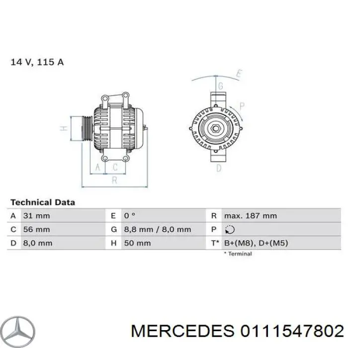 Gerador Mercedes 0111547802 preço, a partir de 131,88 USD