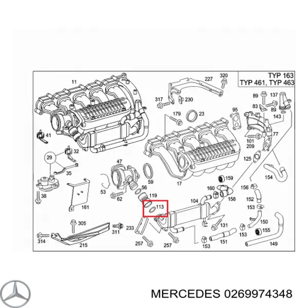 0269974348 Mercedes Vedante anular de cano derivado EGR