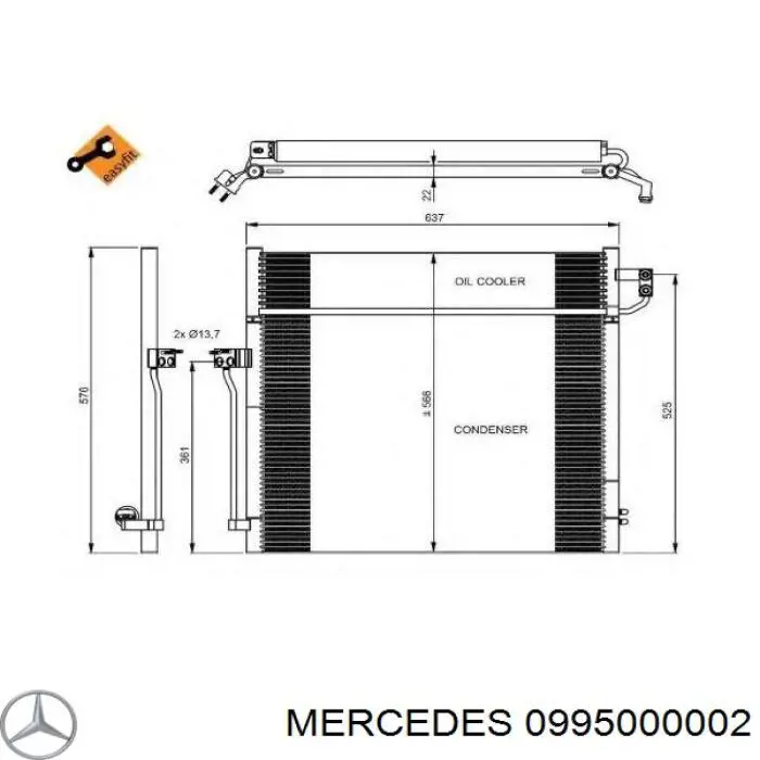Radiador de aparelho de ar condicionado Mercedes 0995000002 preço, a partir de 163,40 USD