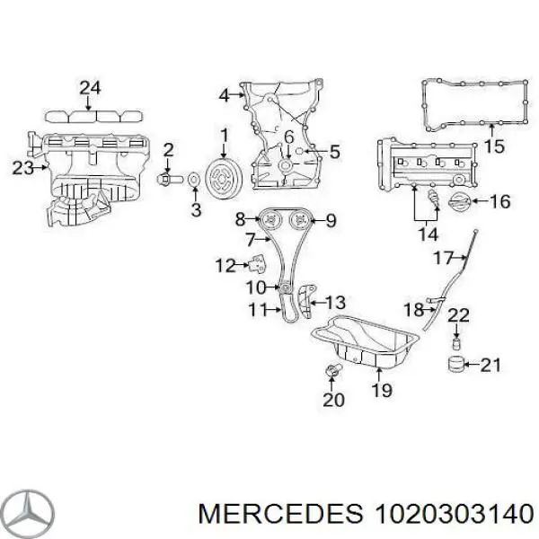 Compre A1020301640 Mercedes Folhas inseridas principais de cambota, kit, 1ª reparação ( + 0,25)