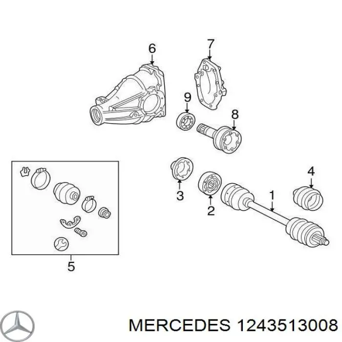 1243513008 Mercedes Tampa de redutor traseiro