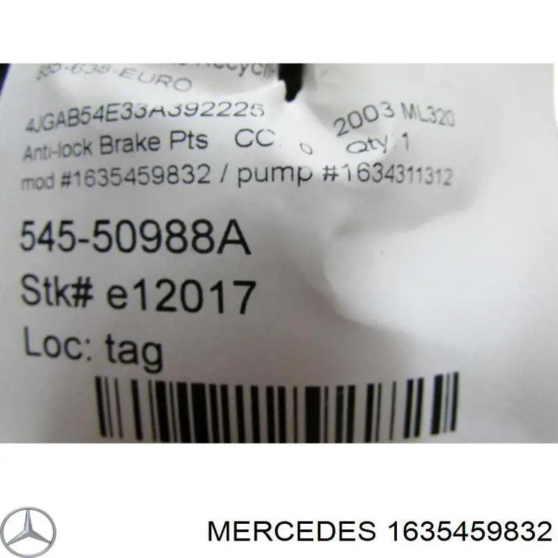 1635459832 Mercedes Bomba de ABS de cilindro mestre do freio