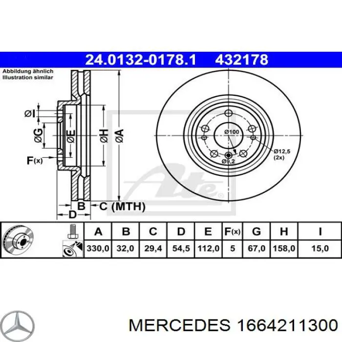 1664211300 Mercedes Disco do freio dianteiro