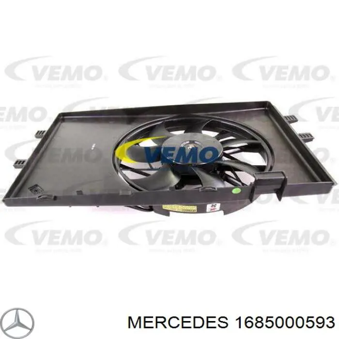 1685000593 Mercedes Difusor do radiador de esfriamento, montado com motor e roda de aletas
