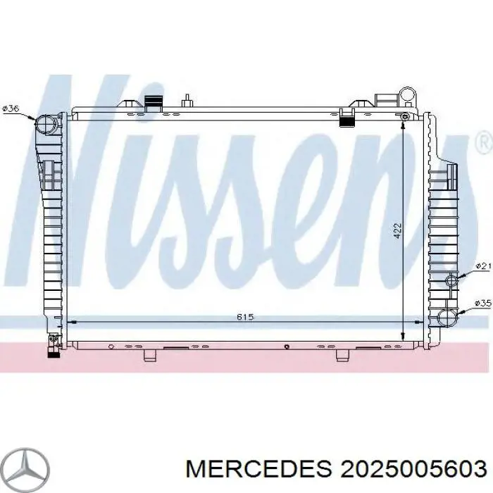 Radiador de esfriamento de motor Mercedes 2025005603 preço, a partir de 197,08 USD