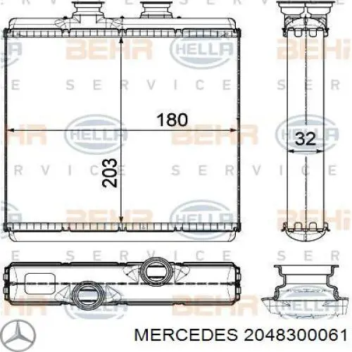 2048300061 Mercedes Radiador de forno (de aquecedor)