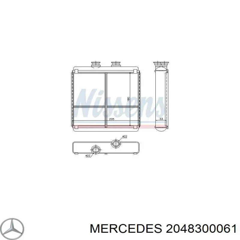 Radiador de forno (de aquecedor) Mercedes 2048300061 preço, a partir de 55,99 USD