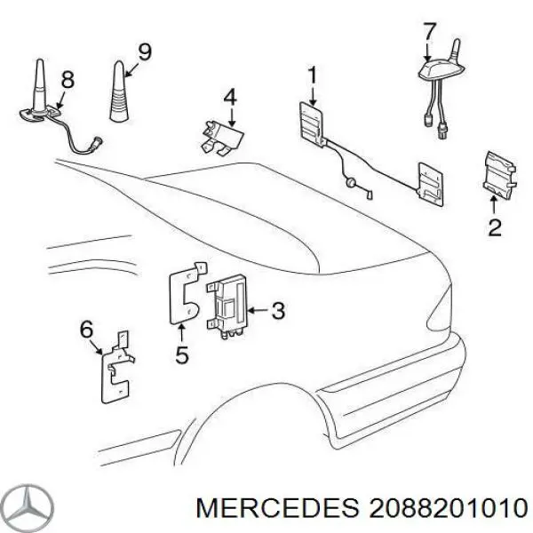 Compre A2088201010 Mercedes Botão de acionamento do fecho de tampa de porta-malas (de 3ª/5ª porta (de tampa de alcapão)