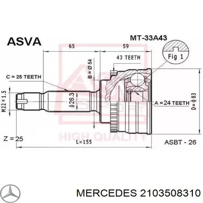 Semieixo traseiro Mercedes 2103508310 preço, a partir de 44,92 USD