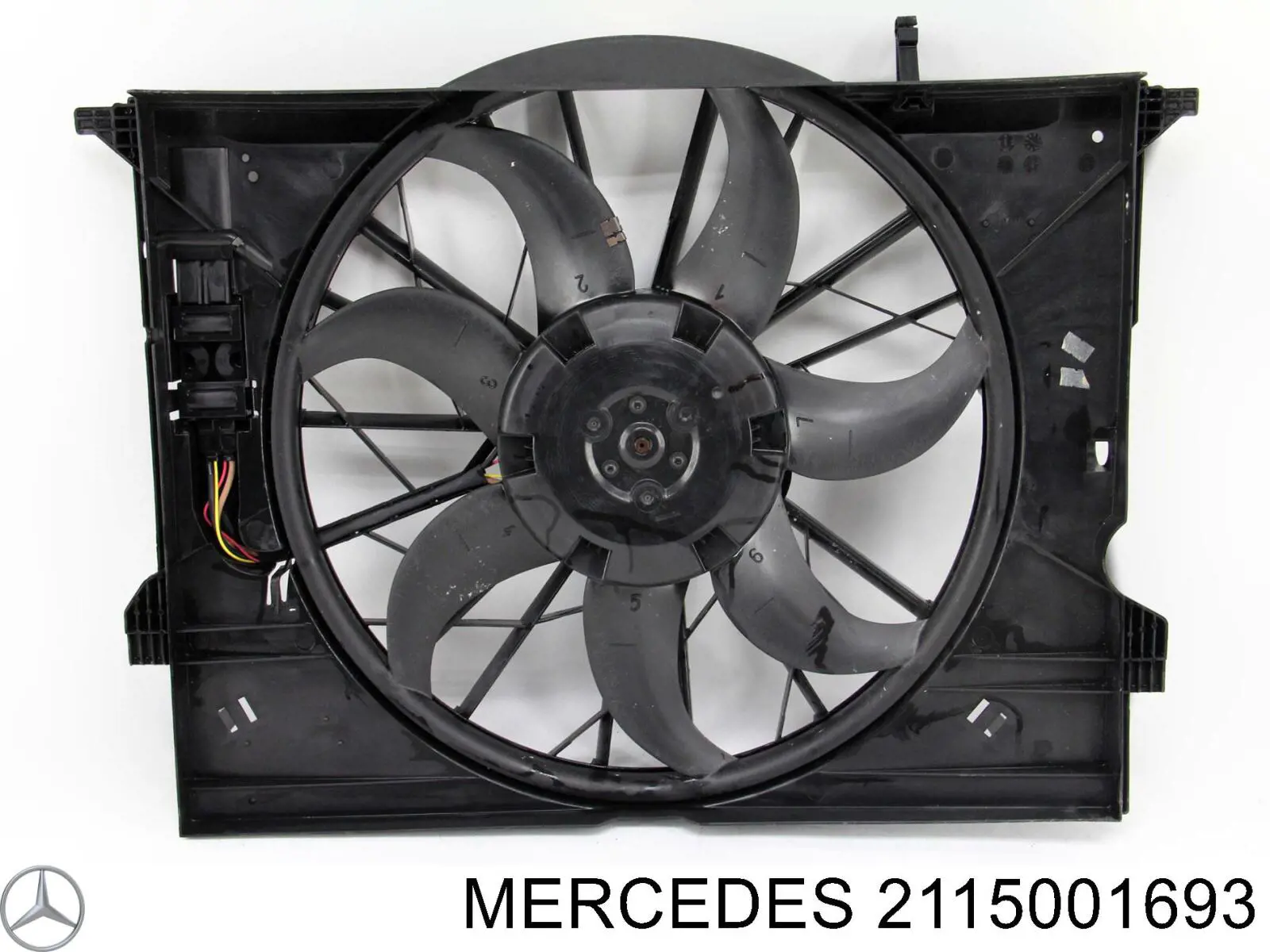 2115001693 Mercedes Ventilador elétrico de esfriamento montado (motor + roda de aletas) direito