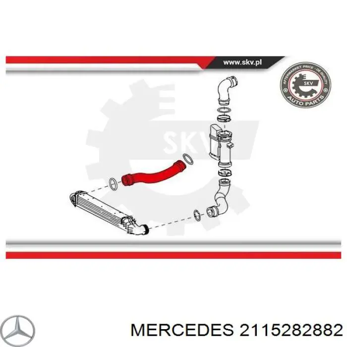 2115282882 Mercedes Mangueira (cano derivado) de intercooler