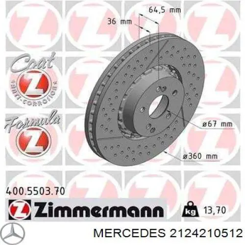 Disco do freio dianteiro Mercedes 2124210512 preço, a partir de 120,67 USD