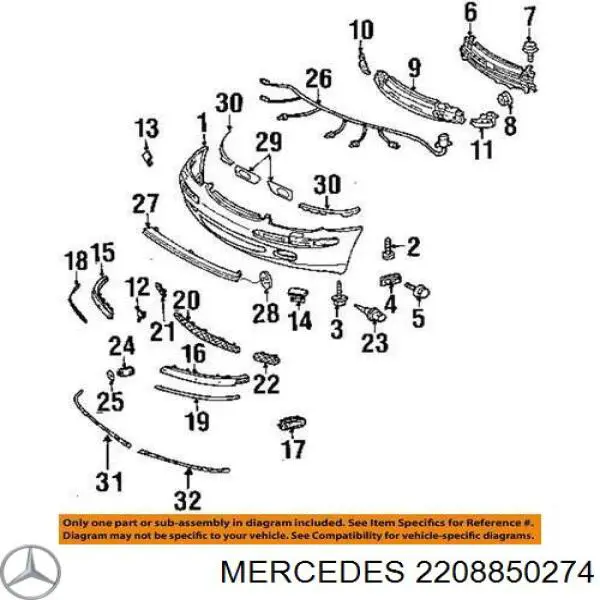 Compre A2208850274 Mercedes Moldura direita do pára-choque dianteiro