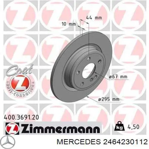 2464230112 Mercedes Disco do freio traseiro