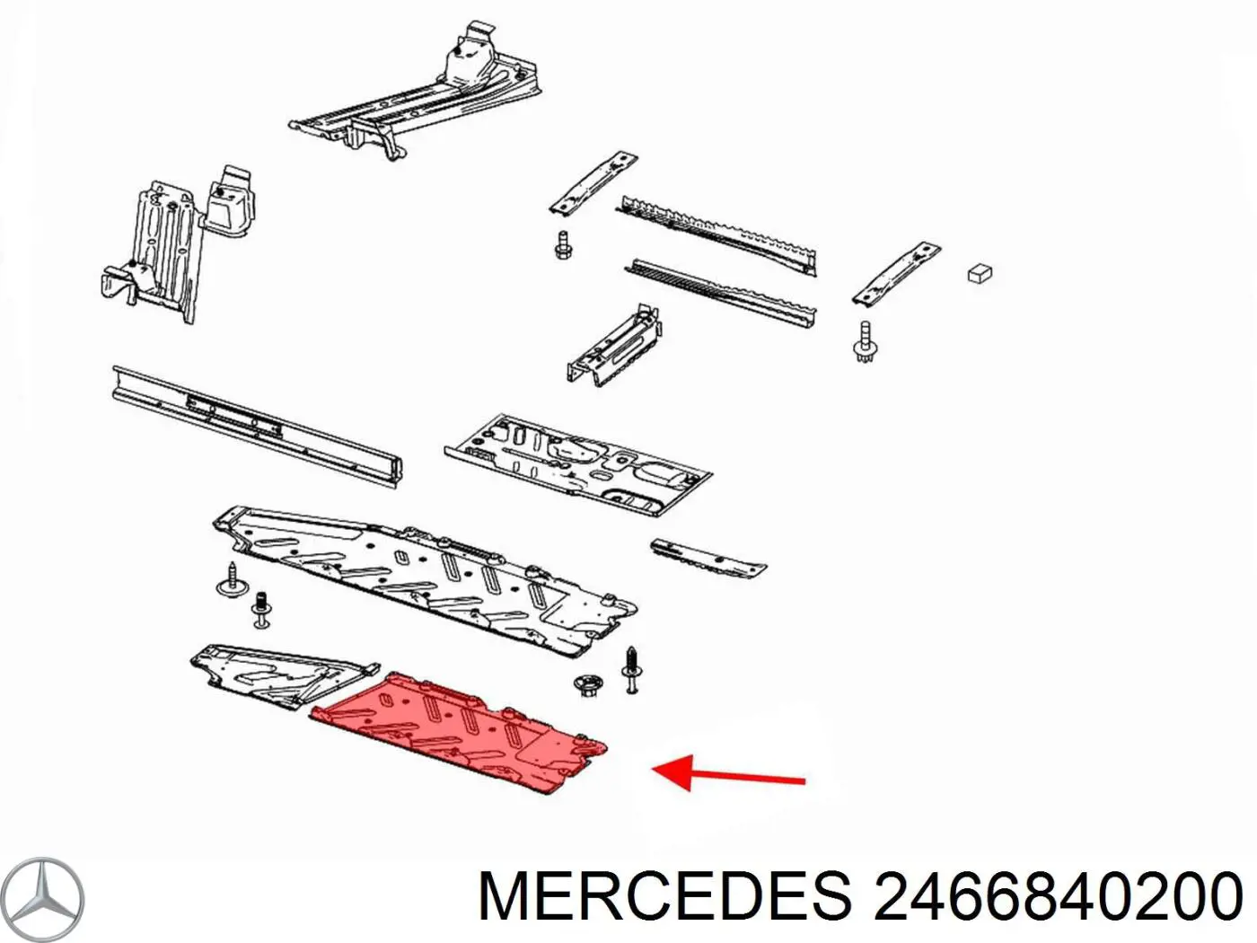 2466840200 Mercedes Proteção de fundo direita