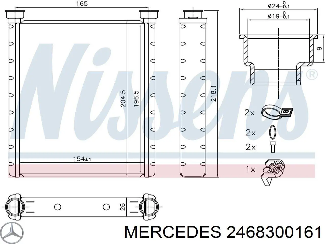 2468300161 Mercedes Radiador de forno (de aquecedor)